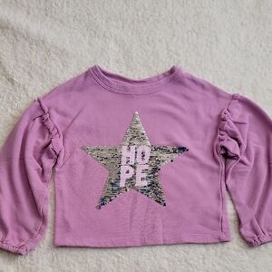 Art Class XS 4/5 Lavender Hope Sequin Star Long Sleeve Cropped Sweater